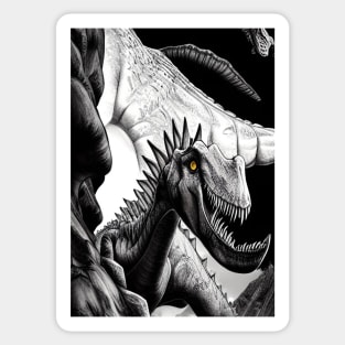 SCARY BLACK AND WHITE DINOSAUR Sticker